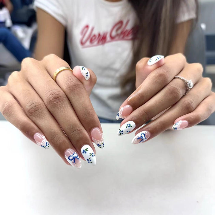 Floral Bow-Accent Press-On Nails Kalsten