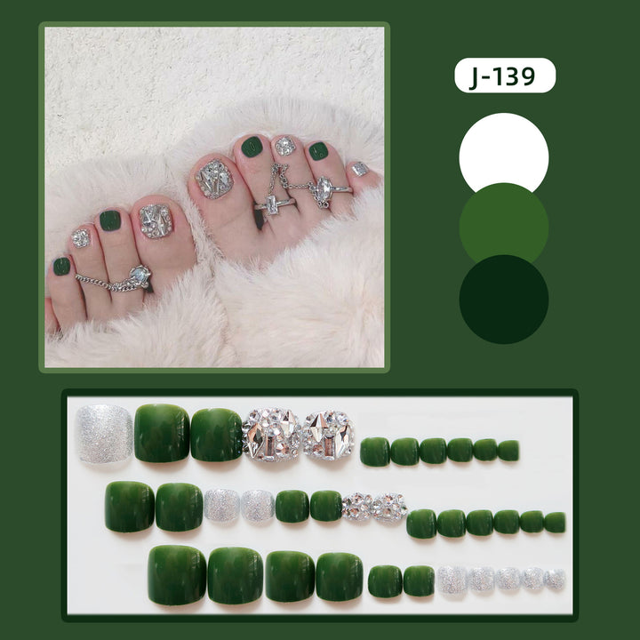 Decorative Rhinestone-Embellished Press-On Toenail Set 1790727289