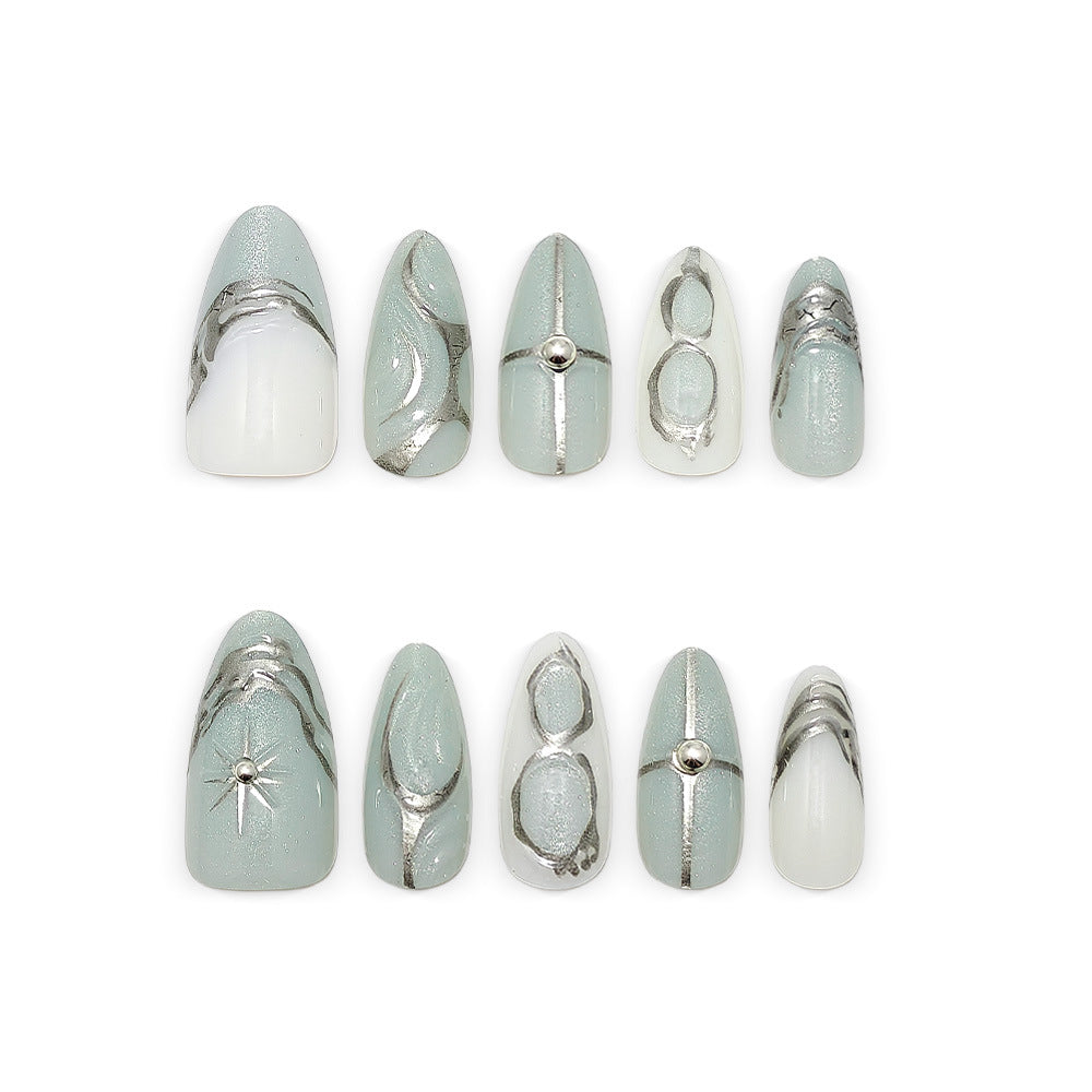 Elegant Artificial Nails with Artistic Accents Kalsten