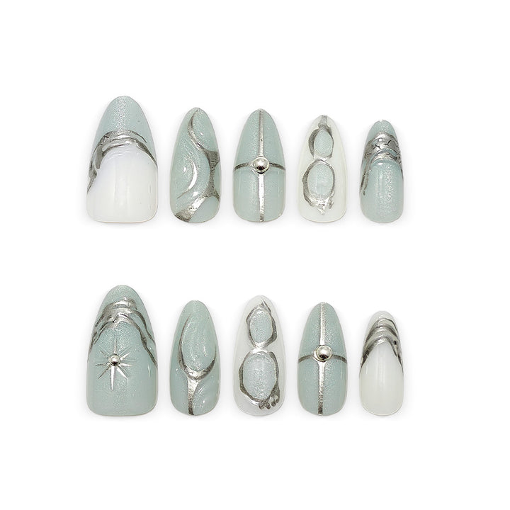 Elegant Artificial Nails with Artistic Accents Kalsten
