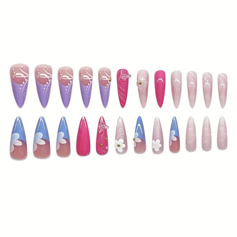 Artistic 3D Shell-Inspired Press-On Nail Art Kalsten