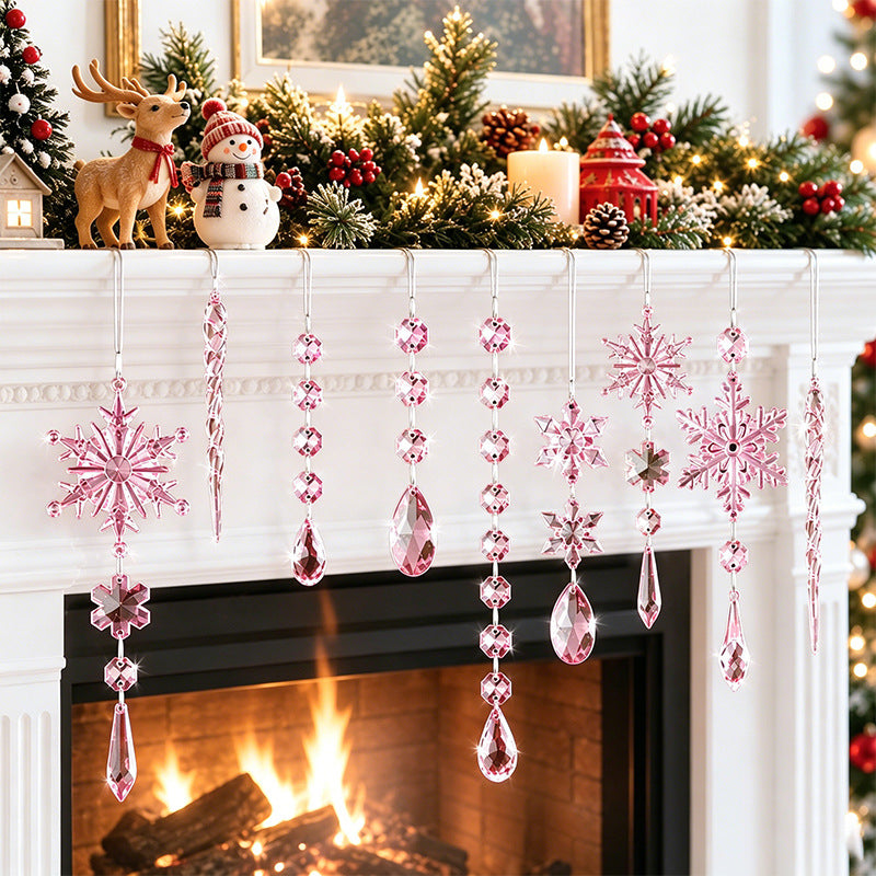 Crystal Snowflake Ornaments Set