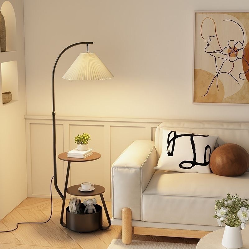 Modern Adjustable Floor Lamp with Integrated Table