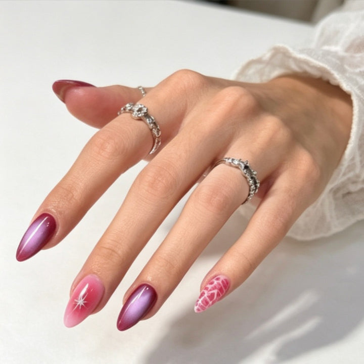 Artificial nails with elegant ombre design and creative accents Kalsten