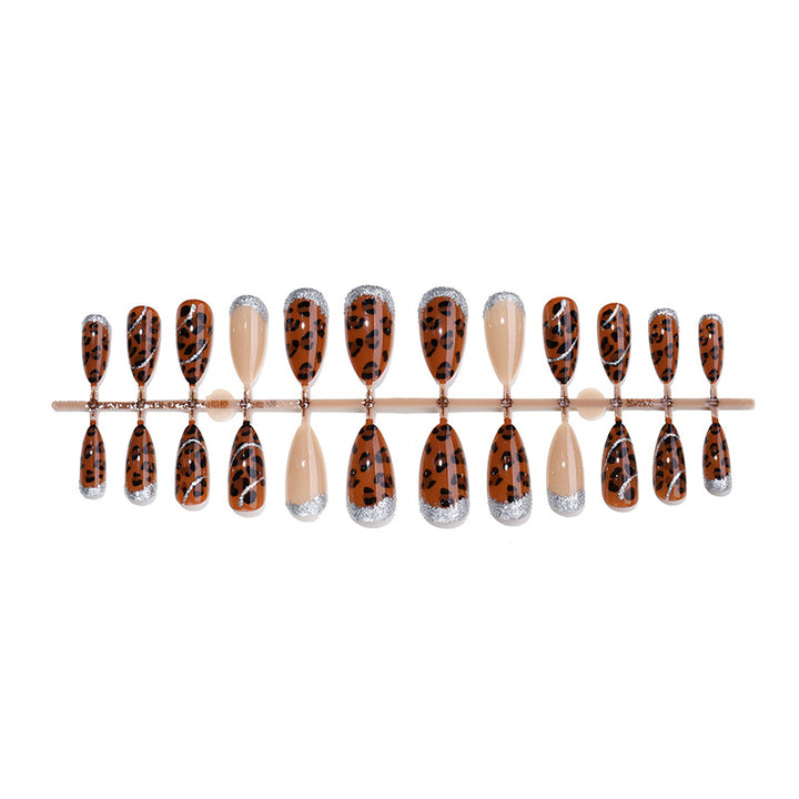 Decorative Press-On Nail Kit with Leopard Print and Glitter Accents kalsten
