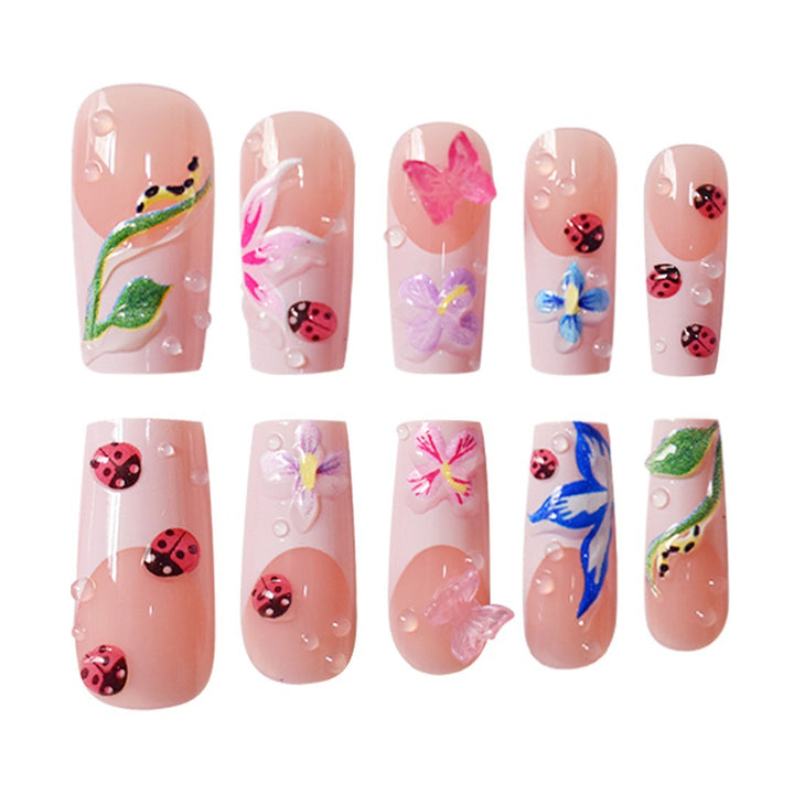 Floral Raised 3D Press-On Nail Set Kalsten