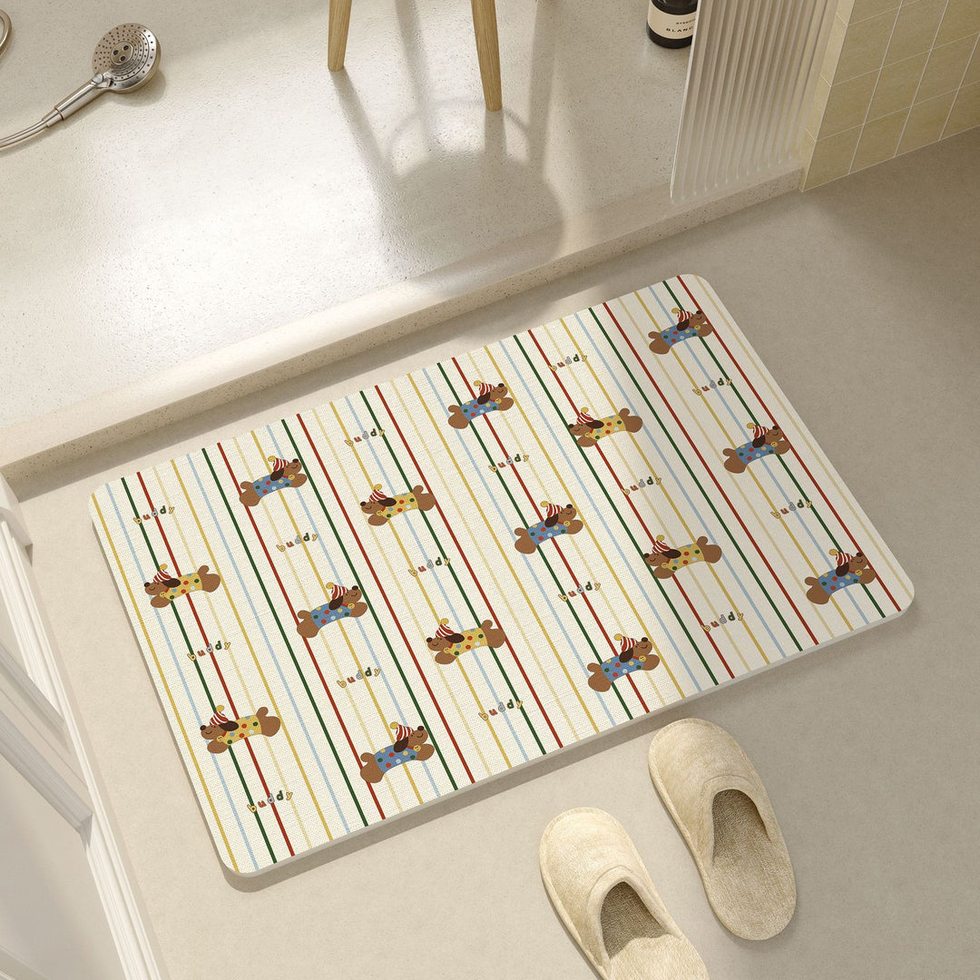 Playful Cartoon Dog-Themed Bath Mat Kalsten