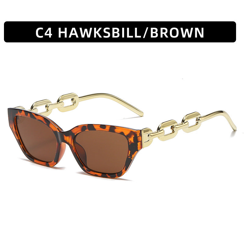 Contemporary Cat-Eye Sunglasses with Chain Detail