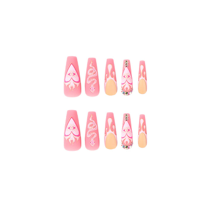 Artful Nail Extensions with Snake and Flower Decoration Kalsten