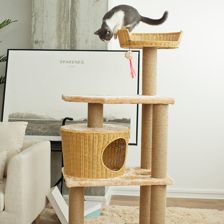 Cat furniture tree with natural rattan elements Kalsten