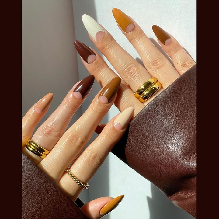 Elegant Stiletto Press-On Nail Set with Unique French Tips Kalsten