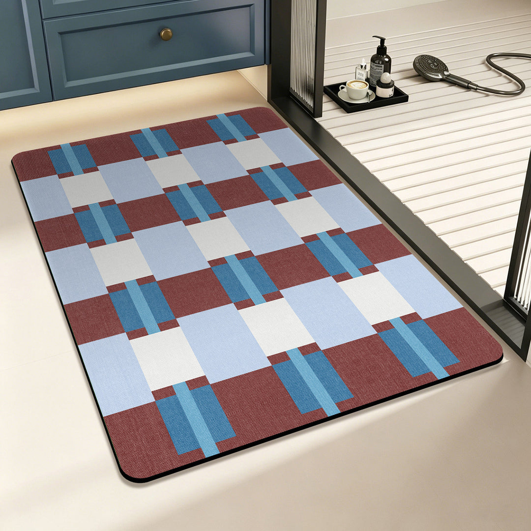 Geometric Checkered Floor Mat