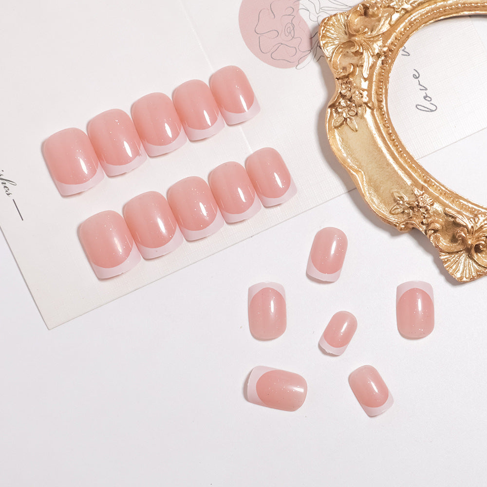 Glossy French Tip Press-On Nails Set Kalsten