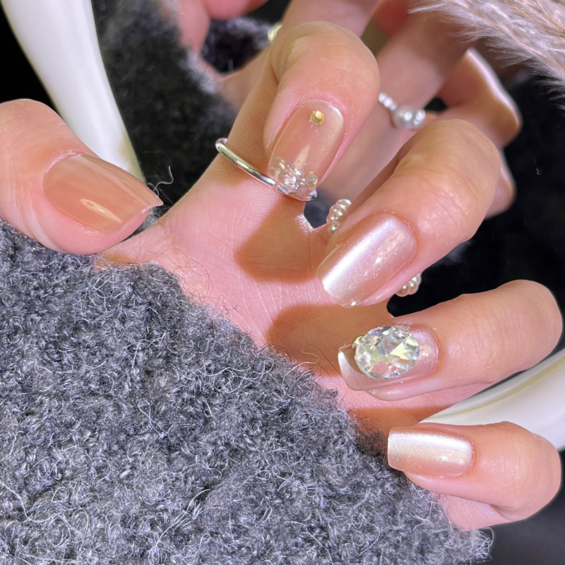 Deluxe Press-On Nail Set with Gemstone Embellishments Kalsten