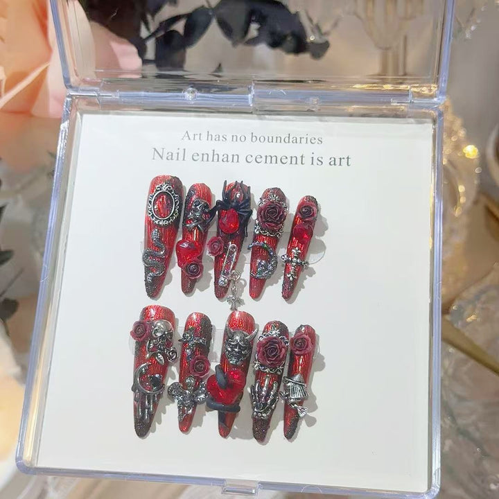 Gothic-Inspired 3D Nail Art Set