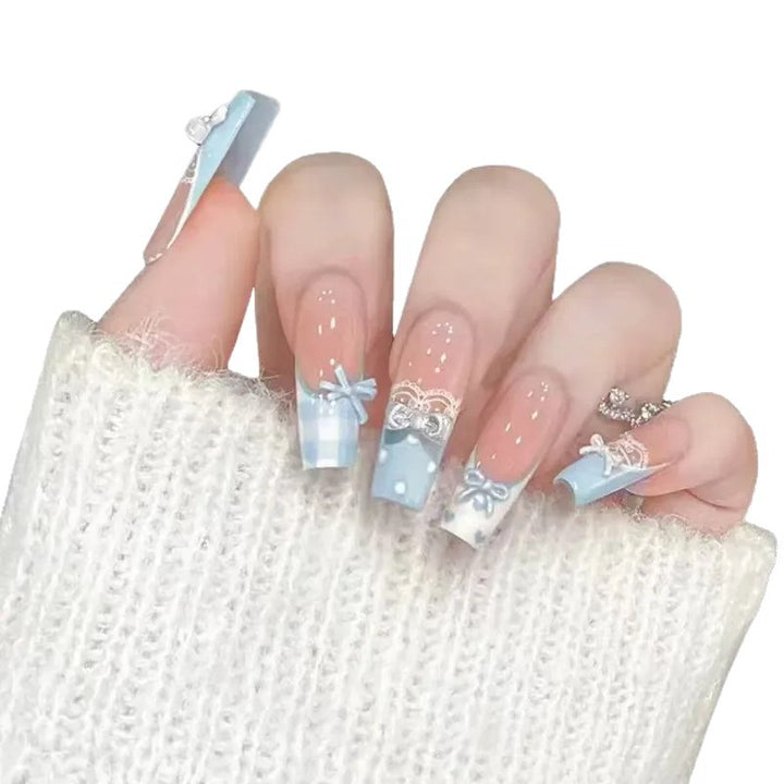 Decorative Press-On Nail Set with Floral Accents Kalsten 1787395241