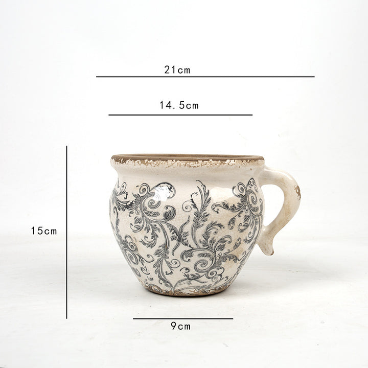 Decorative ceramic pot with floral pattern Kalsten