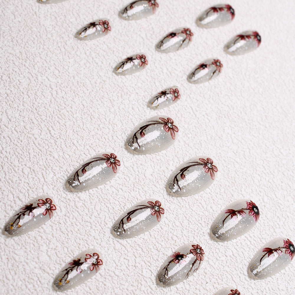 Artistic Floral Press-On Nail Set Kalsten