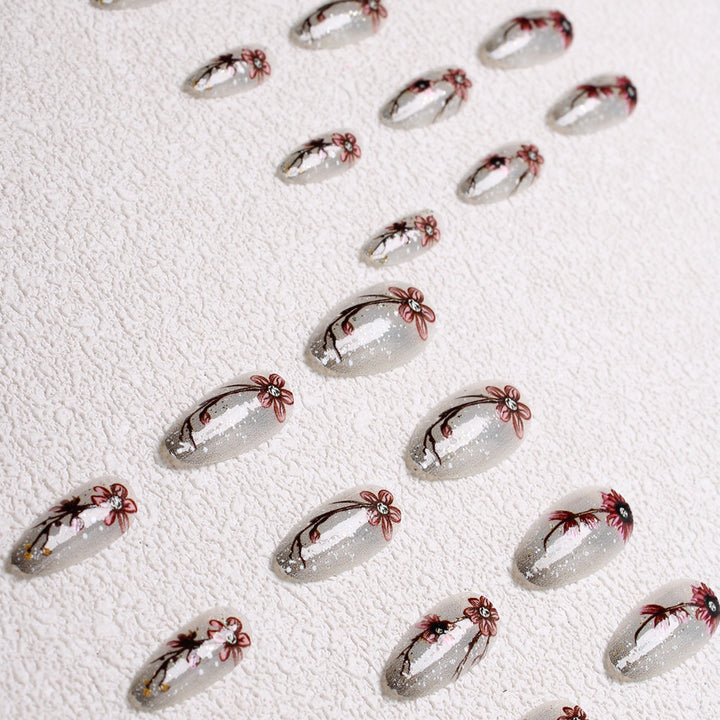 Artistic Floral Press-On Nail Set Kalsten