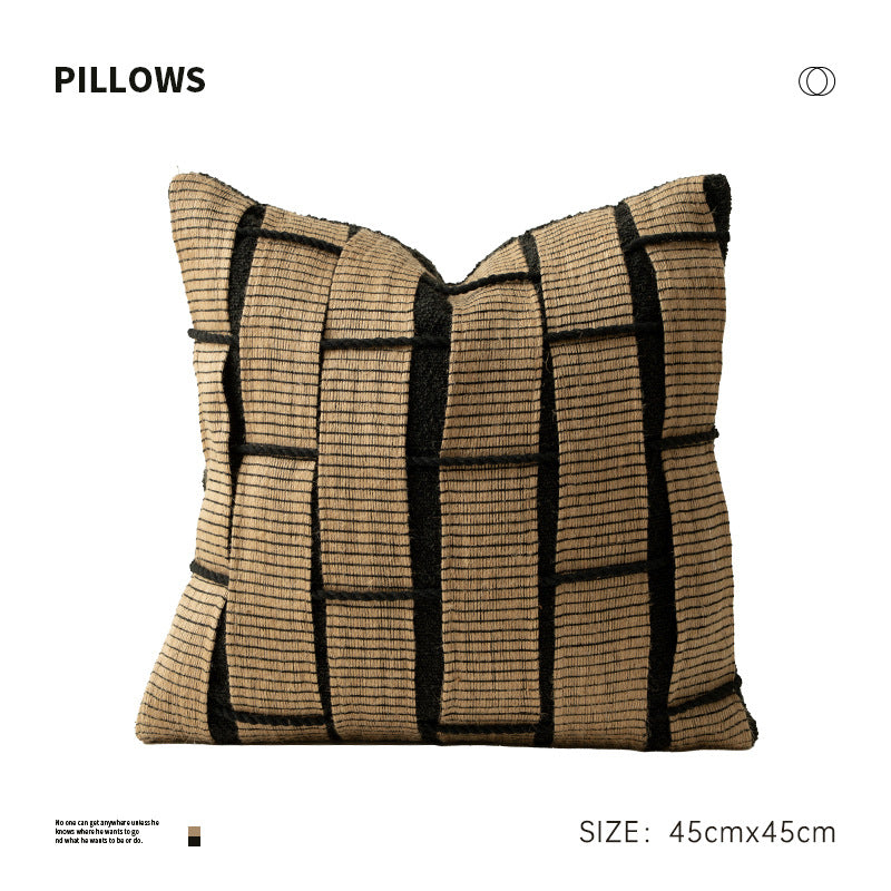 Square Decorative Cushion with Woven Checkered Pattern Relief Structure Kalsten