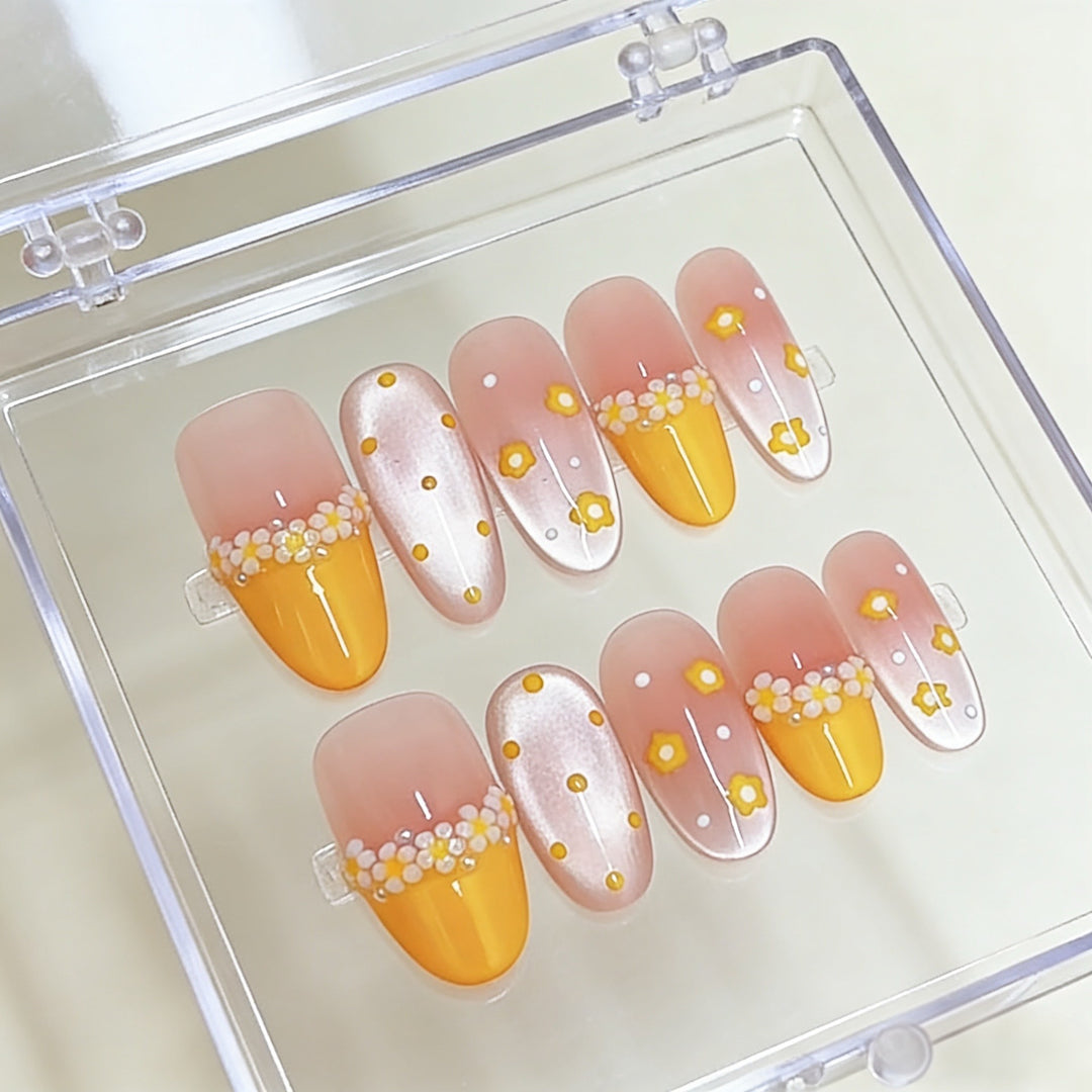 Artistic Floral-Designed Press-On Nail Set Kalsten