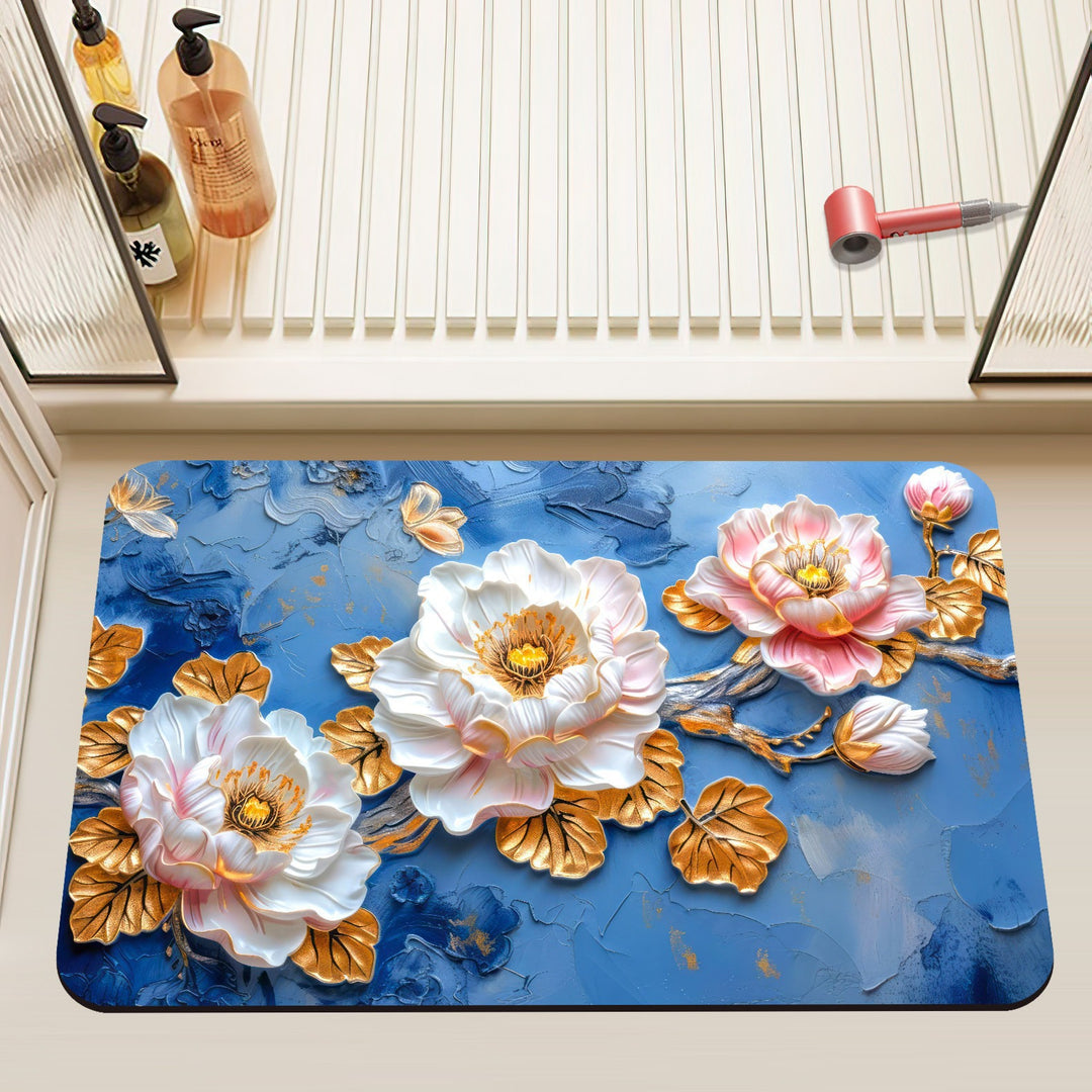 Luxurious Floral Design Bath Mat