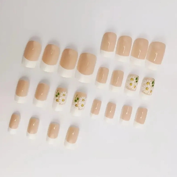 Floral French Tip Nail Art Enhancements Kalsten