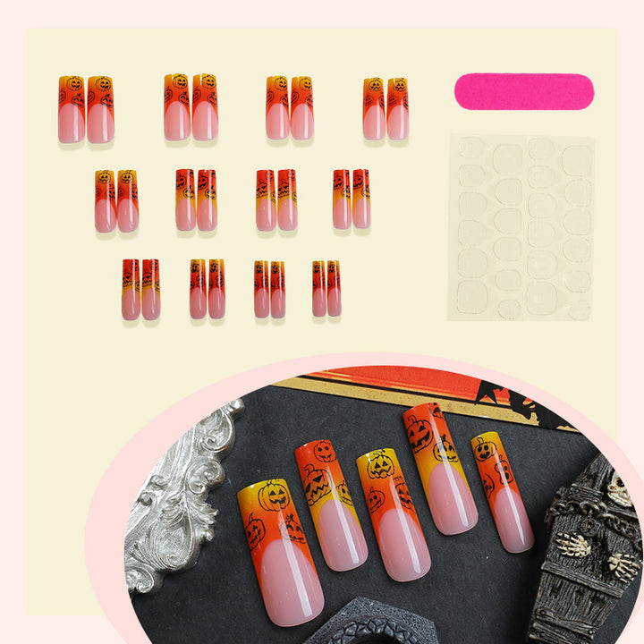 Artificial nail set with Halloween motif and glitter Kalsten