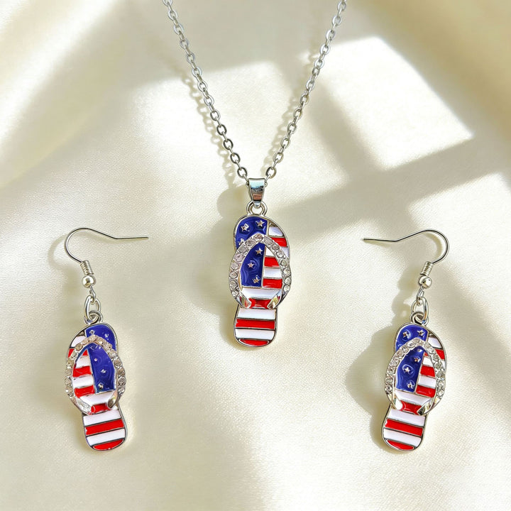 Women nan jewelry set flip-flop pendant and earrings with enamel and zirconia Kalsten