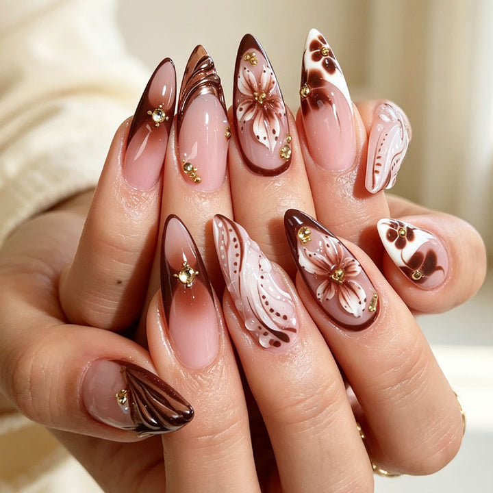 Premium Floral Design Press-On Nail Tips Set Kalsten