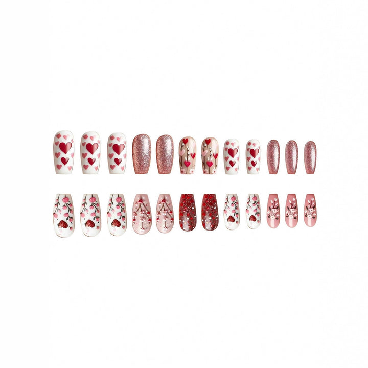 Heart-Themed Decorative Press-On Nail Art Kalsten