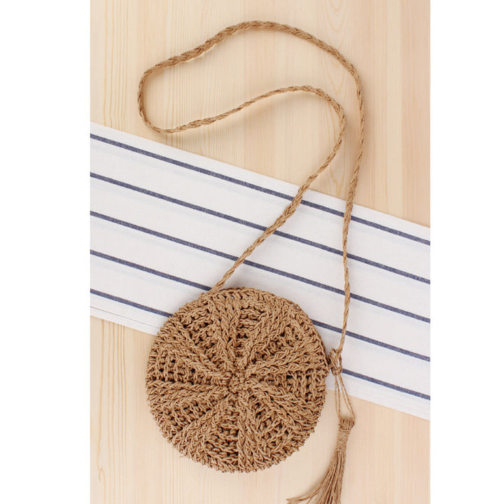 Handbag Made of Hand-Knotted Natural Material with Fringed Detail Kalsten
