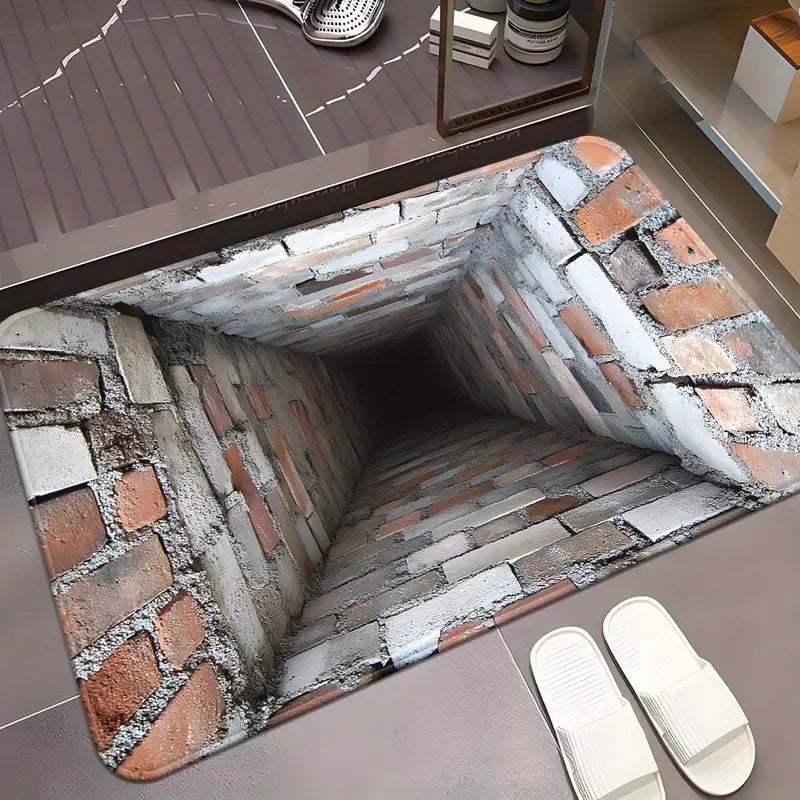 3D Brick Pattern Optical Illusion Bath Mat Kalsten