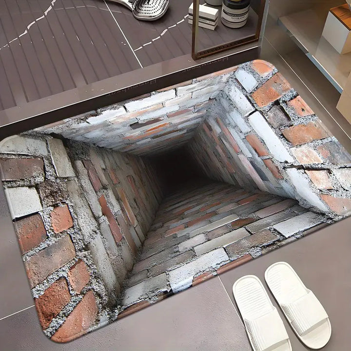 3D Brick Pattern Optical Illusion Bath Mat Kalsten