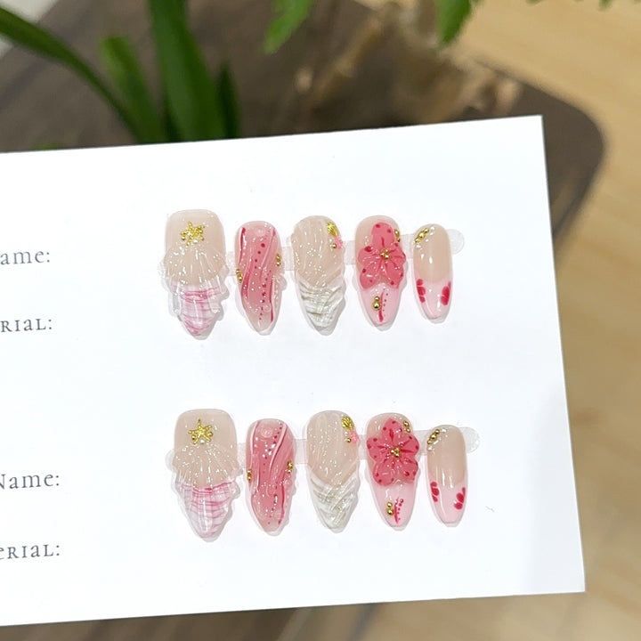 Floral Design Press-On Nail Art Set