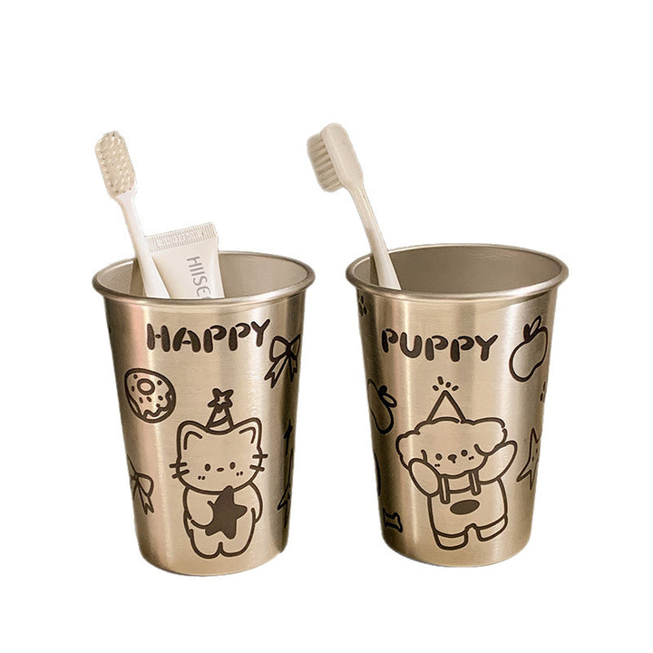Stainless Steel Drinking Cup with Playful Dog Design Kalsten
