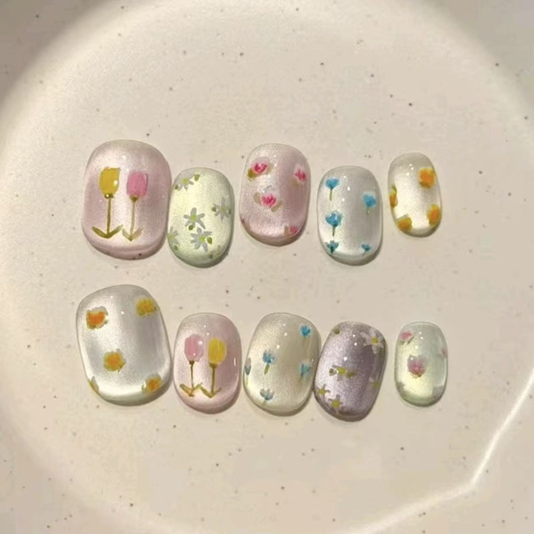 Floral Design Press-On Nails Kalsten
