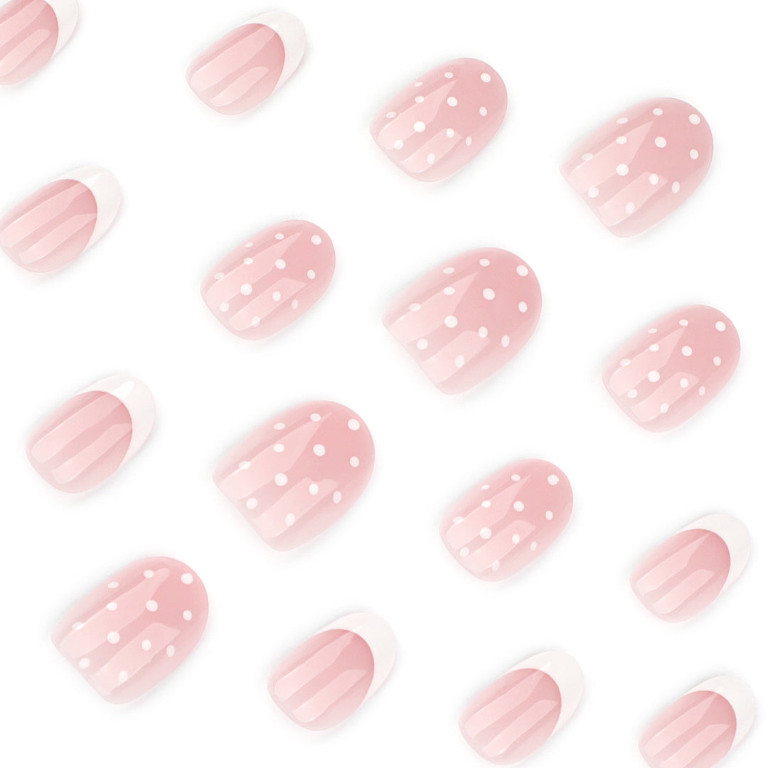 Elegant artificial nails with modern dots and fresh design Kalsten