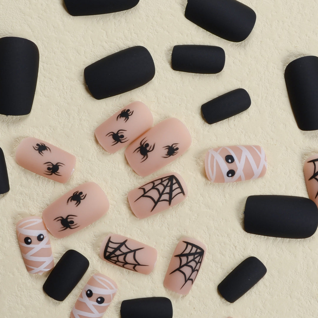 Halloween Artificial Nail Set with Creepy Spider and Mummy Designs Kalsten