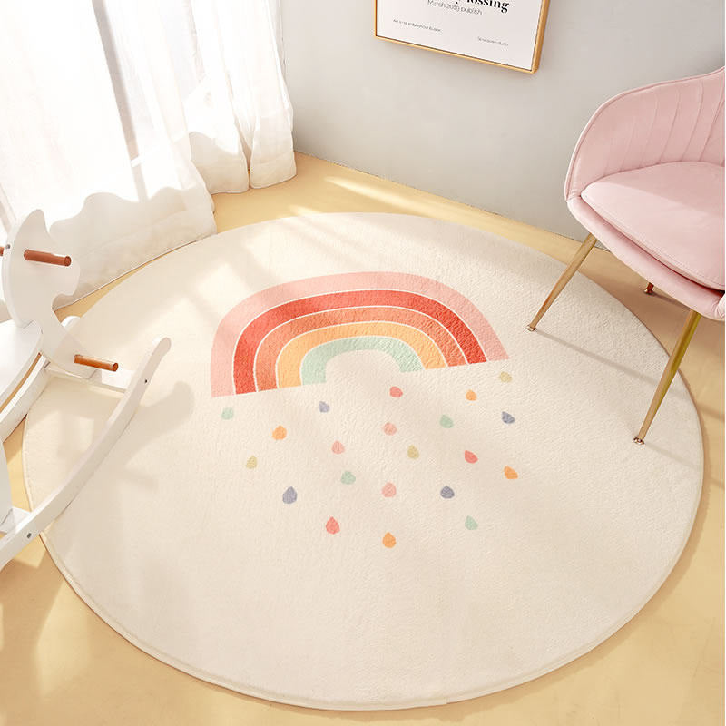 Round Rainbow-Themed Area Rug Kalsten