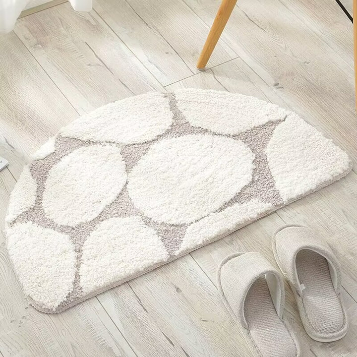 Plush Geometric Half-Circle Bath Mat