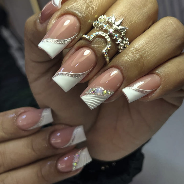 Elegant French Tip Acrylic Nail Enhancements Kalsten