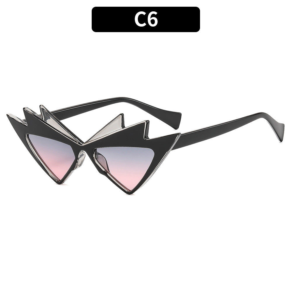 Edgy Cat-Eye Sunglasses with Unique Graphic Frame