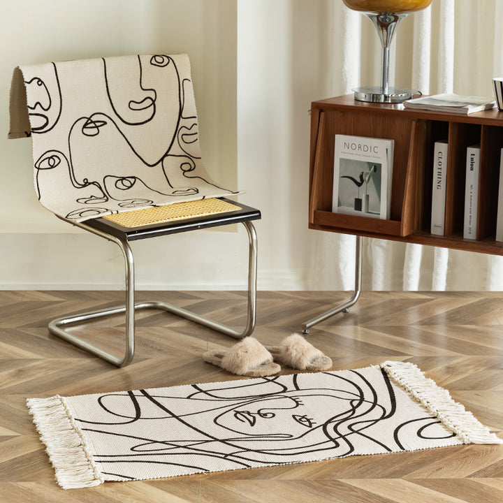 Table mat made of cotton fabric with abstract line art motif