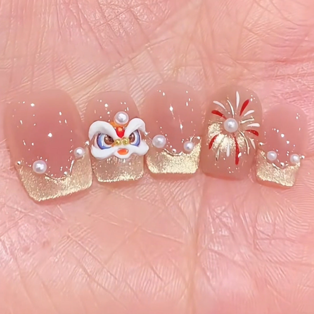Artificial nails with elegant pearl and flower accents Kalsten