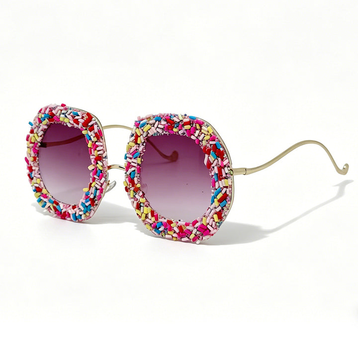 Ladies creative designer sunglasses with colorful jewelry frame Kalsten