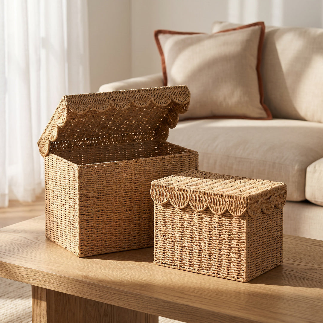 Decorative Woven Storage Chest with Lid Kalsten
