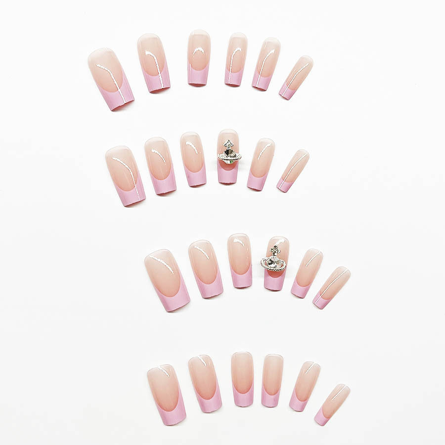 Acrylic nail set with luxurious floral and rhinestone decorations Kalsten