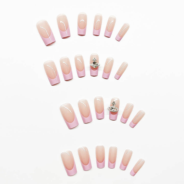 Acrylic nail set with luxurious floral and rhinestone decorations Kalsten