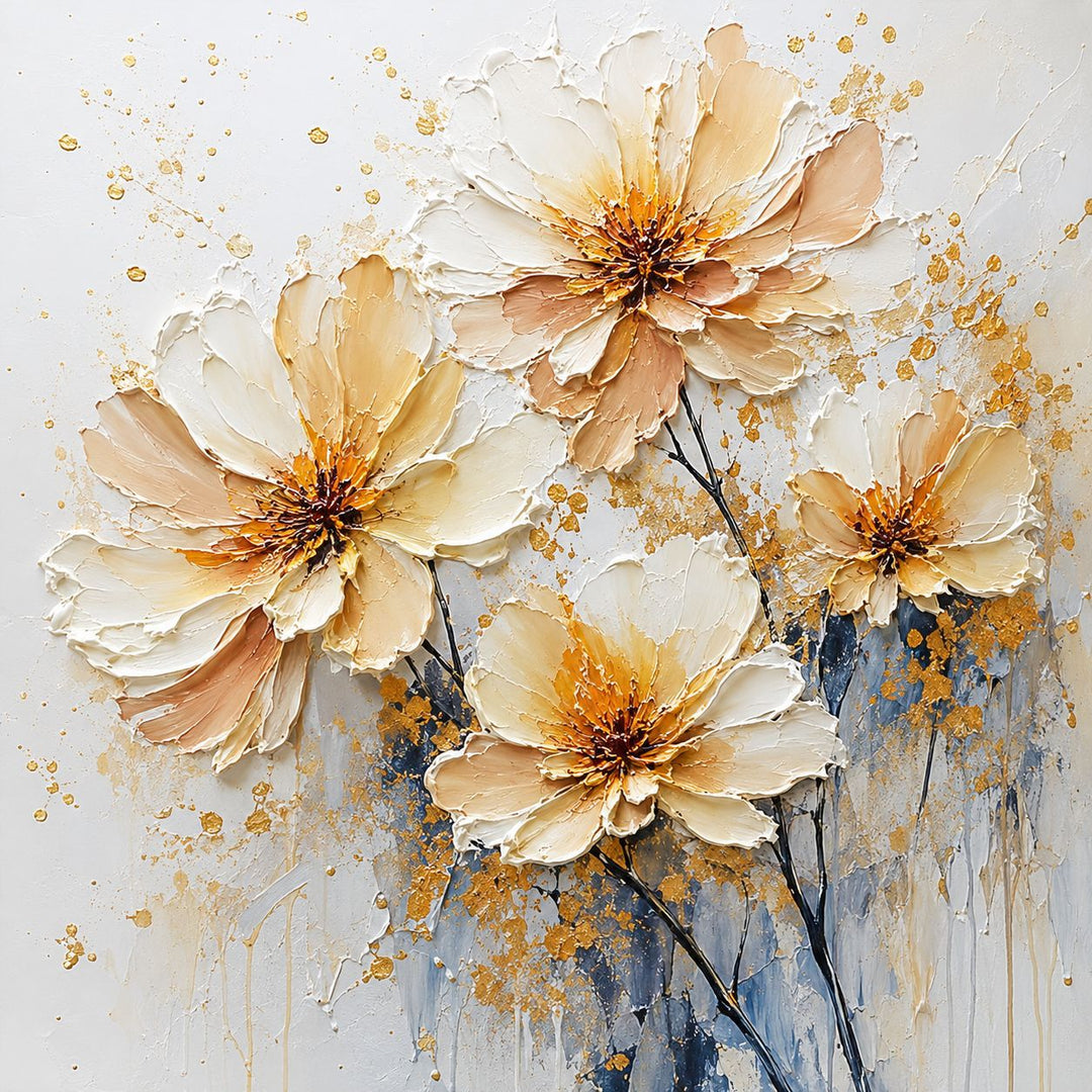 Elegant Floral Textured Canvas Art